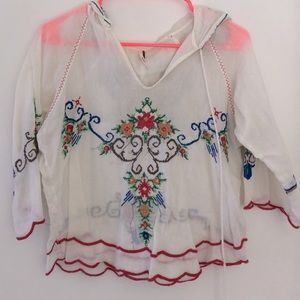 Free People Embroidered top with hood